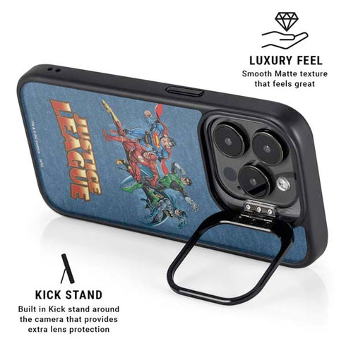Justice League Action Pose Charcaters iPhone 16 Pro Kickstand Case