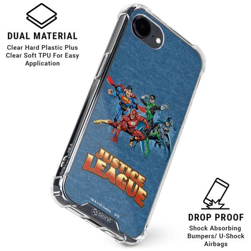 Justice League Action Pose Charcaters iPhone 16e Clear Case