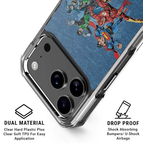 Justice League Action Pose Charcaters iPhone 18 Pro Clear Case