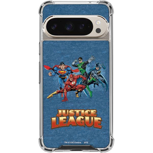 Justice League Action Pose Charcaters Pixel 9 Pro XL Clear Case