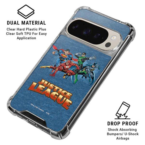 Justice League Action Pose Charcaters Pixel 9 Pro XL Clear Case