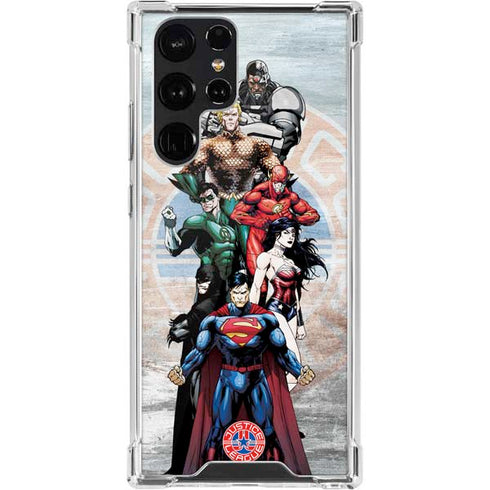 Justice League Heroes Stance 2 Galaxy S22 Ultra Clear Case
