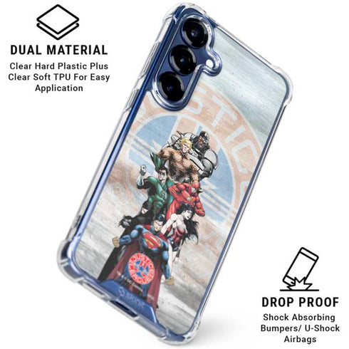 Justice League Heroes Stance 2 Galaxy S25 Clear Case