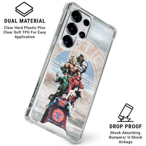Justice League Heroes Stance 2 Galaxy S25 Ultra Clear Case