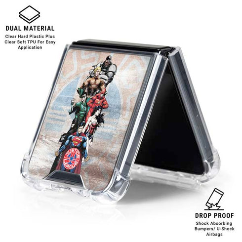 Justice League Heroes Stance 2 Galaxy Z Flip6 Clear Case