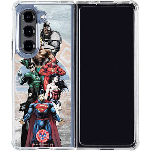 Justice League Heroes Stance 2 Galaxy Z Fold5 5G Clear Case