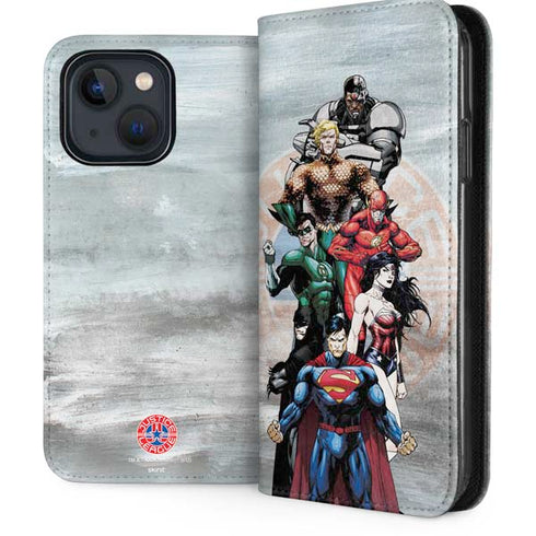 Justice League Heroes Stance 2 iPhone 14 Plus Folio Case