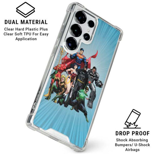 Justice League Heroes Stance 1 Galaxy S25 Ultra Clear Case