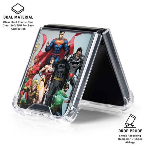 Justice League Heroes Stance 1 Galaxy Z Flip6 Clear Case