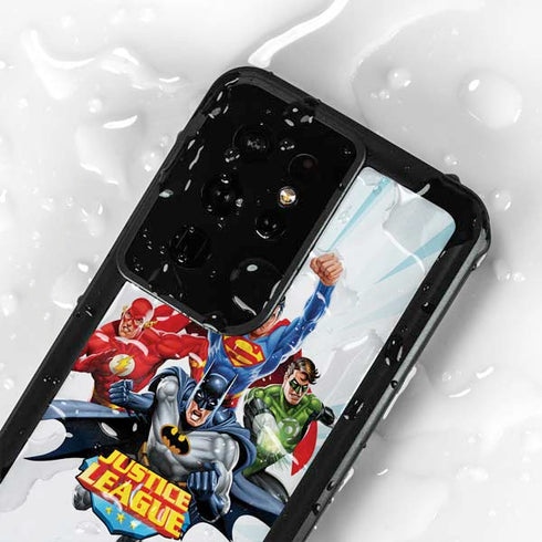 Justice League Team Power Up Galaxy S24 Ultra Waterproof Case