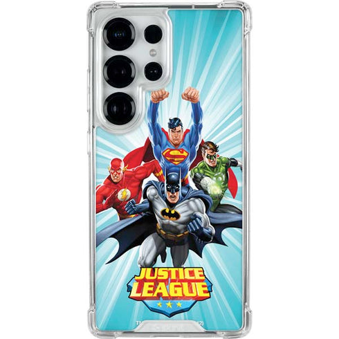 Justice League Team Power Up Galaxy S26 Ultra Clear Case