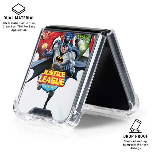Justice League Team Power Up Galaxy Z Flip6 Clear Case