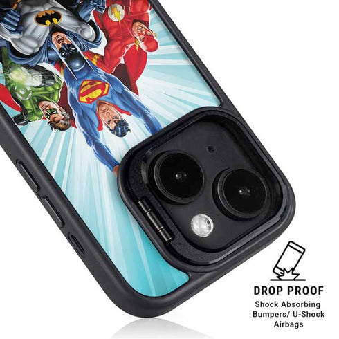 Justice League Team Power Up iPhone 14 Kickstand Case