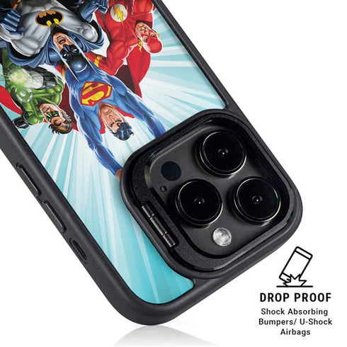 Justice League Team Power Up iPhone 14 Pro Kickstand Case