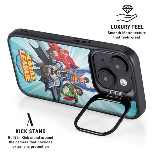 Justice League Team Power Up iPhone 15 Kickstand Case