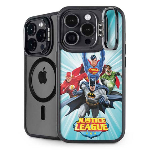 Justice League Team Power Up iPhone 15 Pro Max Kickstand Case