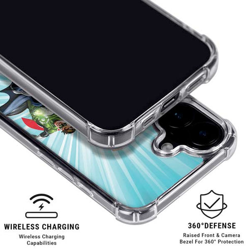 Justice League Team Power Up iPhone 16 Plus Clear Case