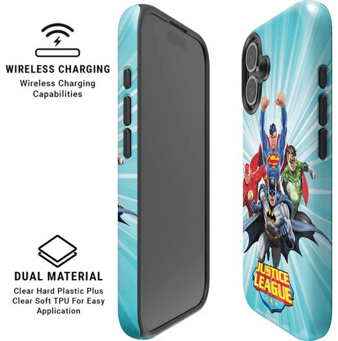 Justice League Team Power Up iPhone 16 Plus Magsafe Impact Case