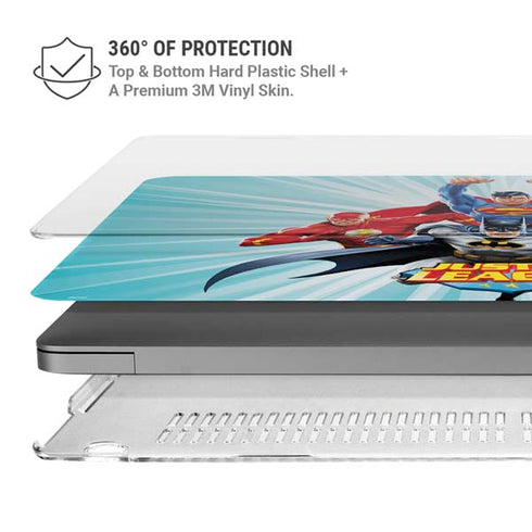 Justice League Team Power Up MacBook Pro 14in (2021-24) Case plus Skin