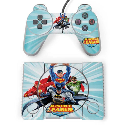 Justice League Team Power Up PlayStation Classic Bundle Skin