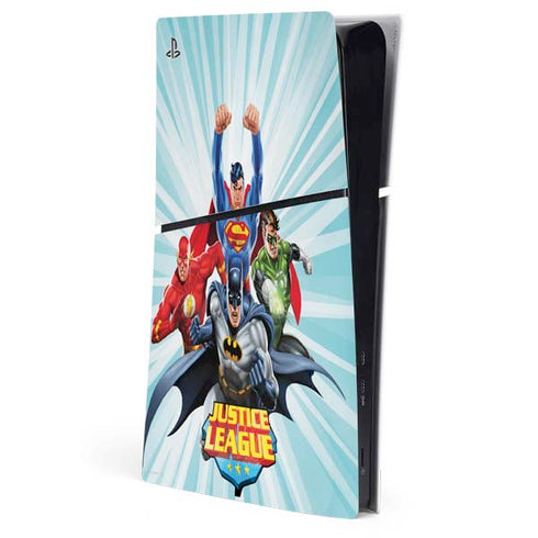 Justice League Team Power Up PS5 Slim Digital Edition Console Skin