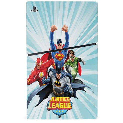 Justice League Team Power Up PS5 Slim Digital Edition Console Skin