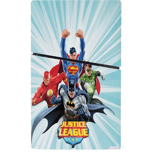Justice League Team Power Up PS5 Slim Digital Edition Console Skin