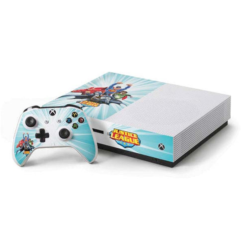 Justice League Team Power Up Xbox One S Console and Controller Bundle Skin