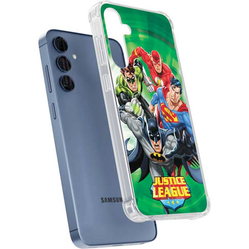 Justice League Team Power Up Green Galaxy A55 5G Clear Case