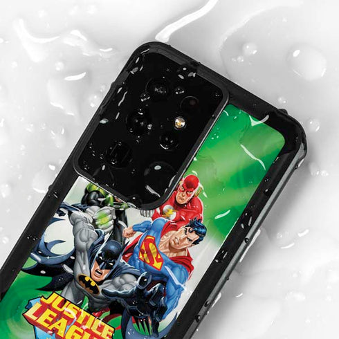 Justice League Team Power Up Green Galaxy S24 Ultra Waterproof Case