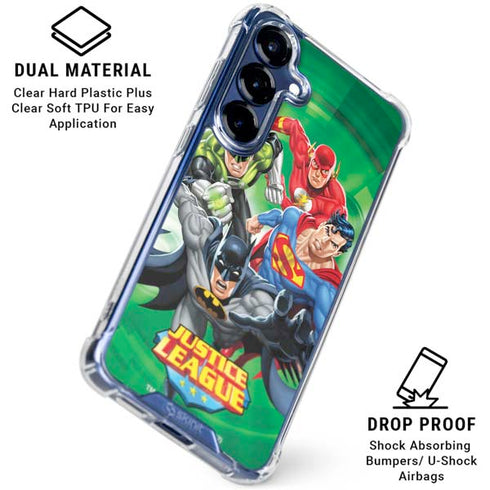 Justice League Team Power Up Green Galaxy S25 Plus Clear Case