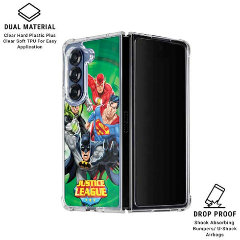 Justice League Team Power Up Green Galaxy Z Fold6 Clear Case