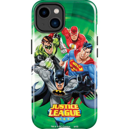 Justice League Team Power Up Green iPhone 15 Impact Case