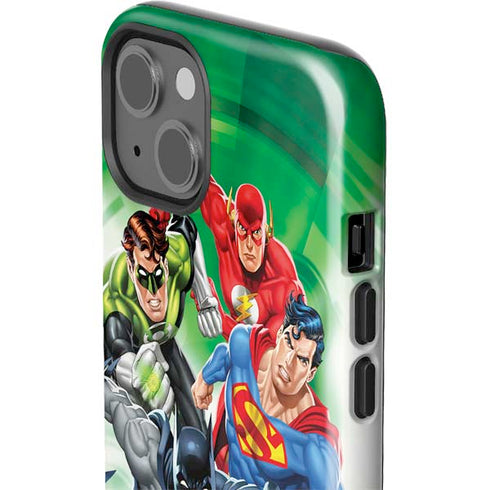 Justice League Team Power Up Green iPhone 15 Impact Case