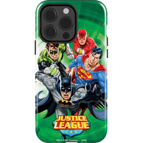 Justice League Team Power Up Green iPhone 15 Pro Impact Case
