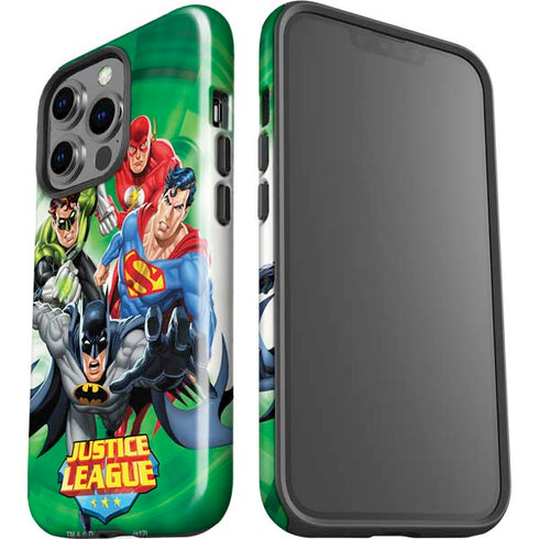 Justice League Team Power Up Green iPhone 15 Pro Impact Case
