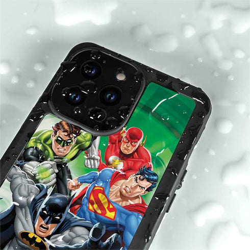 Justice League Team Power Up Green iPhone 15 Pro Waterproof Case