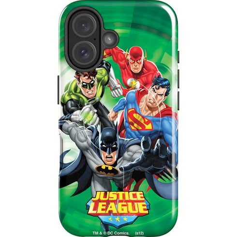 Justice League Team Power Up Green iPhone 16 Magsafe Impact Case