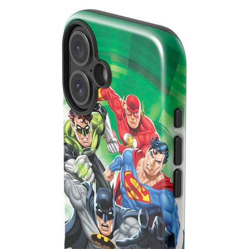 Justice League Team Power Up Green iPhone 16 Plus Impact Case