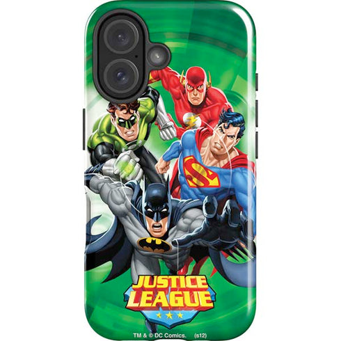 Justice League Team Power Up Green iPhone 16 Plus Magsafe Impact Case