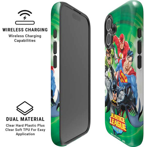 Justice League Team Power Up Green iPhone 16 Plus Magsafe Impact Case