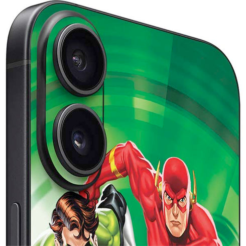 Justice League Team Power Up Green iPhone 16 Plus Skin