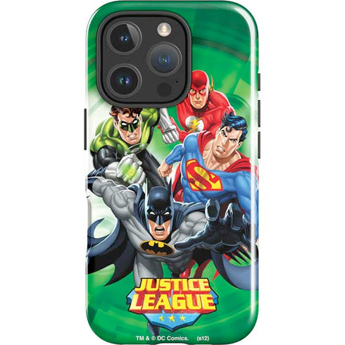 Justice League Team Power Up Green iPhone 16 Pro Impact Case