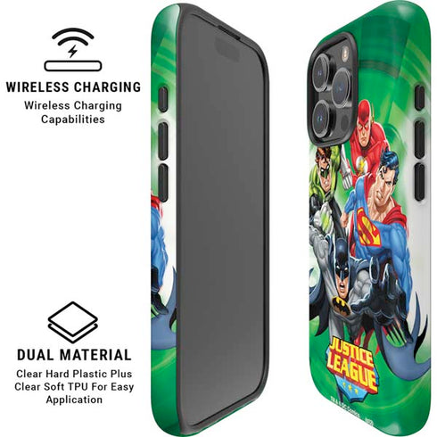 Justice League Team Power Up Green iPhone 16 Pro Magsafe Impact Case