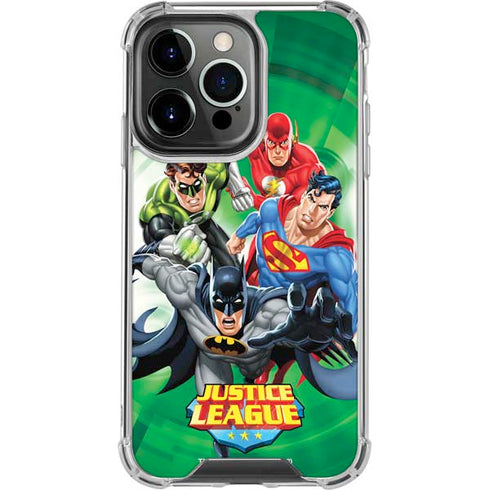 Justice League Team Power Up Green iPhone 16 Pro Max Clear Case
