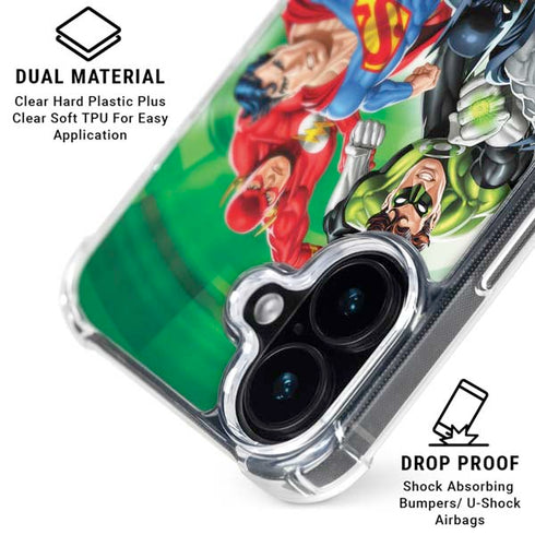 Justice League Team Power Up Green iPhone 17 Clear Case