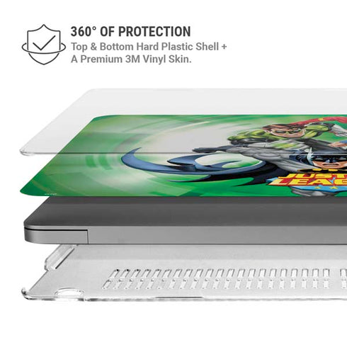 Justice League Team Power Up Green MacBook Pro 14in (2021-24) Case plus Skin