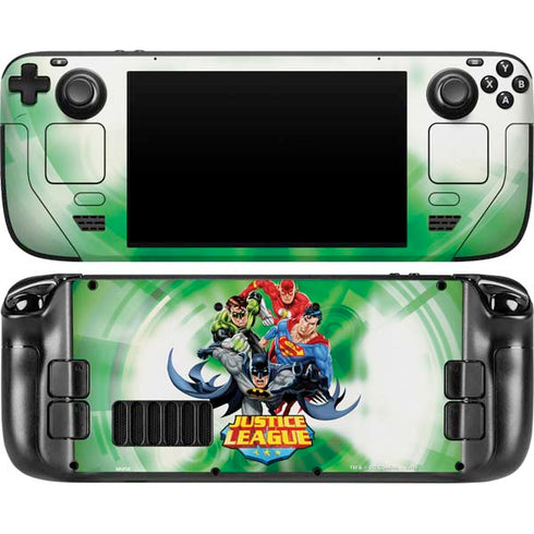 Justice League Team Power Up Green Steam Deck Handheld Gaming Computer OLED Skin