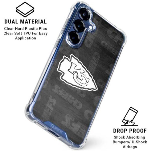 NFL Kansas City Chiefs Black & White Galaxy S25 Clear Case