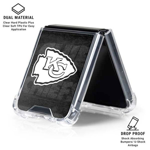 NFL Kansas City Chiefs Black & White Galaxy Z Flip6 Clear Case